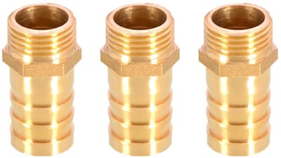 JHUBERS - Messing Prikkelslang Fitting - 3 Stuks - Hoogwaardige Koppeling - 1/2 Inch - Mannelijke Draad - Voor Water en Gas - Robuuste Adapter