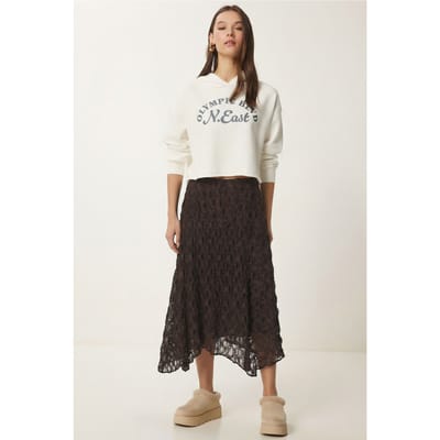 Hooggetailleerde Kanten Midi Rok
