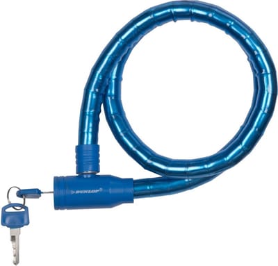 Dunlop kabelslot - blauw - met plastic coating - 80 cm - Fietsslot voor motor/scooter/brommer/fiets