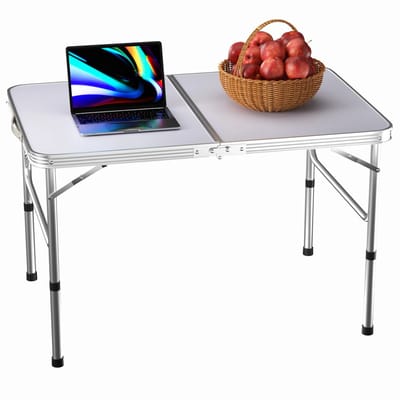 Geargalaxy Opvouwbare Campingtafel - Picknicktafel - Kampeertafel - Vouwtafel - Laptoptafel - Bijzettafel - Wit