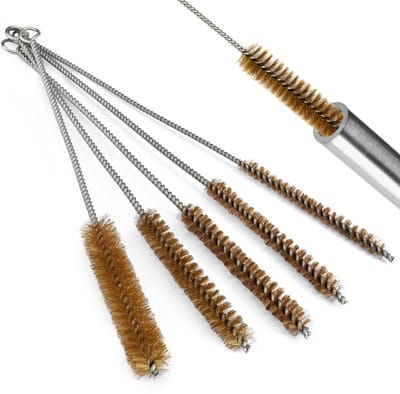 Set van 5 Messing Reinigingsborstels met Lange Handgreep voor Boren, Ideaal voor het Schoonmaken van Pijpen en Holtes, 8/10/12/15/20mm
