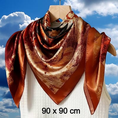 LaGloss® Koffiekleurige Paisley Damessjaal – Elegante Vierkante Dunne Sjaal – 90 x 90 cm