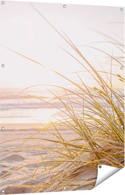 Gards Tuinposter Strand en Duinen tijdens Zonsondergang - 90x120 cm - Tuindoek - Tuindecoratie - Wanddecoratie buiten - Tuinschilderij