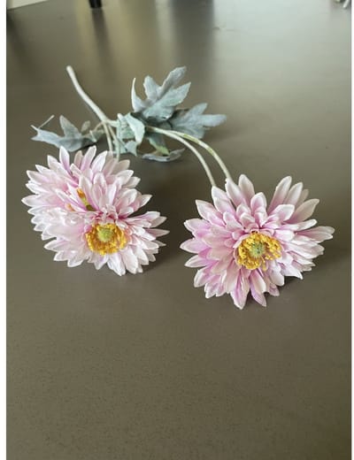 Chrysant - 4 koppig - lichtpaars - zijden bloemen - 3 stelen - onderhoudsvrij - 61 cm - kunstbloemen