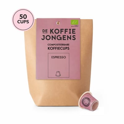 De Koffiejongens - geschikt voor Nespresso - grootverpakking Espresso - 50 composteerbare koffiecups - 100% biologische koffie