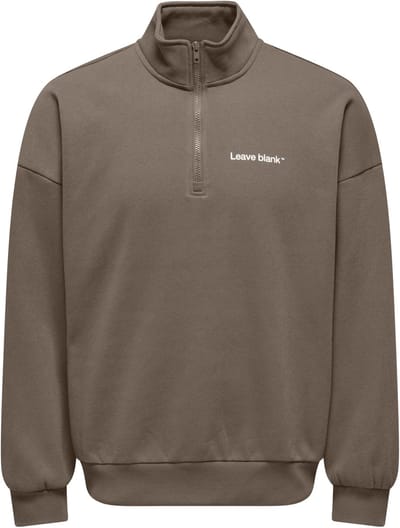 Only & Sons Trui Onstyson Ovz Ls Half Zip High Neck 22039021 Fossil/leave Blank Mannen Maat - L