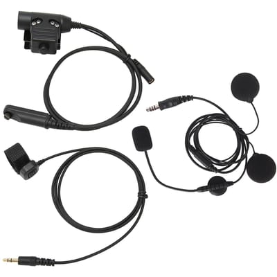 Motorhelm Headset Microfoon Kit met Adapter Walkie Talkie Helm Oortje voor Baofeng UV 9R PLUS black