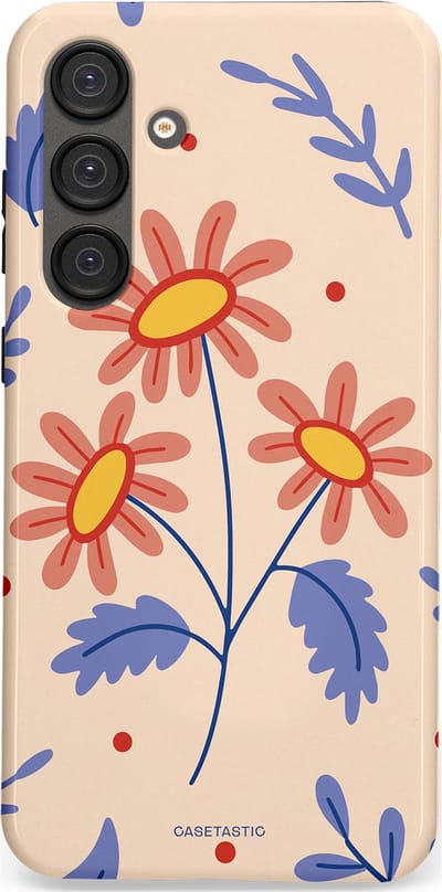 Casetastic hoesje geschikt voor Samsung Galaxy S25 Plus - Dubbellaagse bescherming - Perzikbloem trio - Fashion Case - Lavendel Perzik Zand