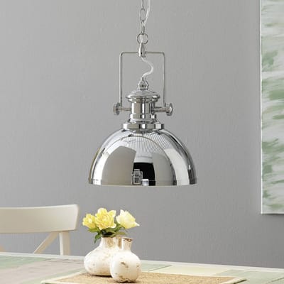Searchlight Hanglamp metaal, industrieel ontwerp, chroomkleurig