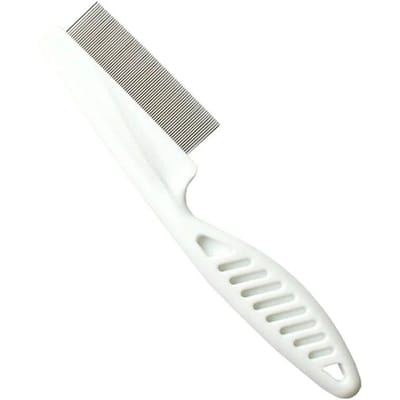 Peigne de soins pour animaux de compagnie, peigne de protection contre les puces pour chat et chien, peigne de toilettage confortable en acier inoxydable pour animaux de compagnie blanc