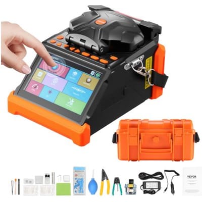 VEVOR Fiber Optic Fusion Splicer, 6 motoren, Fusion Splicer, kern/mantel uitlijning, 6s splitsing, 13s verwarming, touchscreen, 3-in-1 Fusion Splicer, 7800mAh batterij voor SM MM DS NZDS