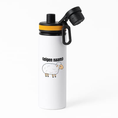 Hacebo® - schaap met eigen naam waterfles met draaidop oranje - Schaap - boeren/schapen liefhebbers - iemand die houdt van schapen - verjaardag - cadeau - kado - geschenk - water fles - 850ML