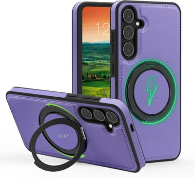 Perfeqt hoesje geschikt voor Samsung Galaxy S25 Plus leren BackCover met 360° Kickstand & Keyring houder - Soft Lavender