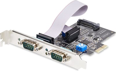 StarTech.com 2-Port PCIe Seriële Adapter Kaart, Quad PCI Express naar RS232/RS422/RS485 (DB9) Serial Kaart, Incl. Low-Profile Beugel, 16C1050 UART, Windows/Linux, TAA Compliant, Level-4 ESD Bescherming