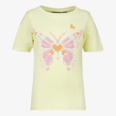 TwoDay meisjes T-shirt met vlinder lichtgeel - Maat 92