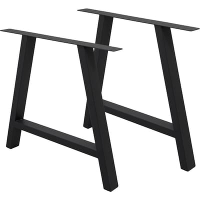 2x A-vormige tafellopers 70x72 cm zwart van gepoedercoat staal Tafelframe voor eettafel en bureau