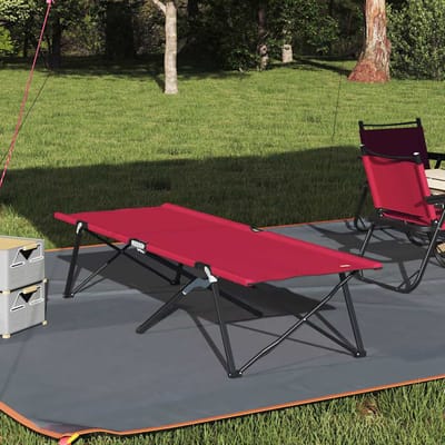 vidaXL - Opvouwbaar - Campingbed - Rood - 206 - x - 76 - x - 74 - cm - Oxford - en - Staal