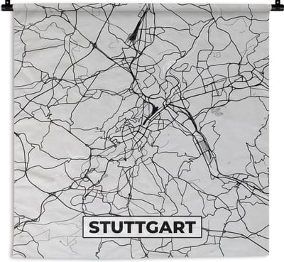 Wandkleed - Wanddoek - Duitsland - Stadskaart - Plattegrond - Stuttgart - Kaart - 180x180 cm - Wandtapijt