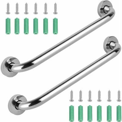 Twee roestvrijstalen handrails van 30 cm, voorde veiligheid in de badkamer, kunnen aan de muur worden gemonteerd en zijn voordouches, badkuipen, toiletten, enz. Ze zijn stevig en duurzaam.
