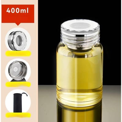 Draagbare Beker voor Buitenreizen Hittebestendig Grote Capaciteit Glazen Theekop met Theefilter Waterscheiding 400-1000ml white