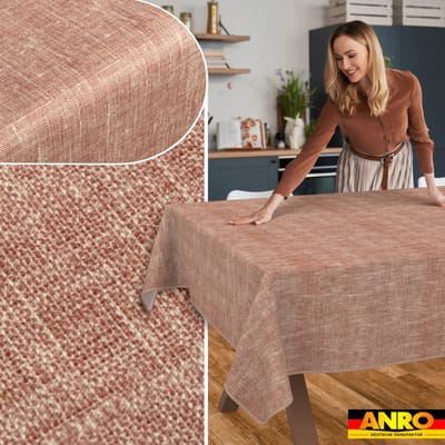 ANRO Tafelkleed Effen linnenlook Rood 130x90cm Met sierband Afwasbaar Waterafstotend Binnen & Buiten