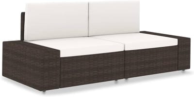 Modulaire Bank - Buitenbank Zitje - Tuin Ontspannen - Weerbestendig Polyrotan - 58.5 x 65.5 cm - Bruin
