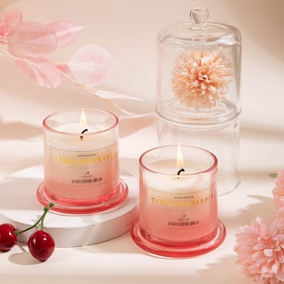Kaars - Glazen beker met Deksel - Roze - Luxe Aromatherapie Kaars - Figuurkaars - Cadeau - Geurkaars - Decoratie