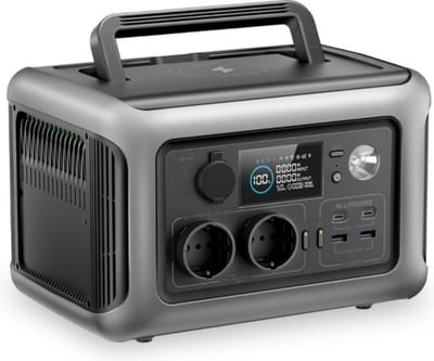 Multifunctioneel Powerstation – Met Zonnepaneel – Powerbank – Stroomgenerator – Aggregaat – Besturing via App – 600W – Grijs