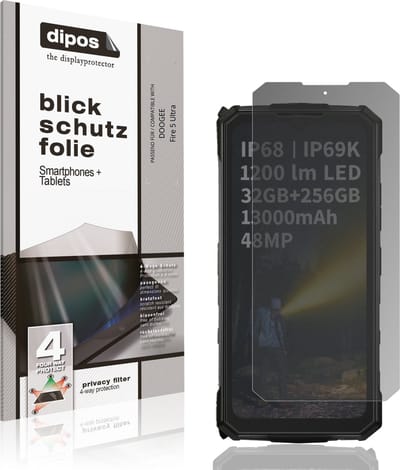 dipos – Matte Privacy Screenprotector geschikt voor DOOGEE Fire 5 Ultra | Anti-Spy Beschermfolie