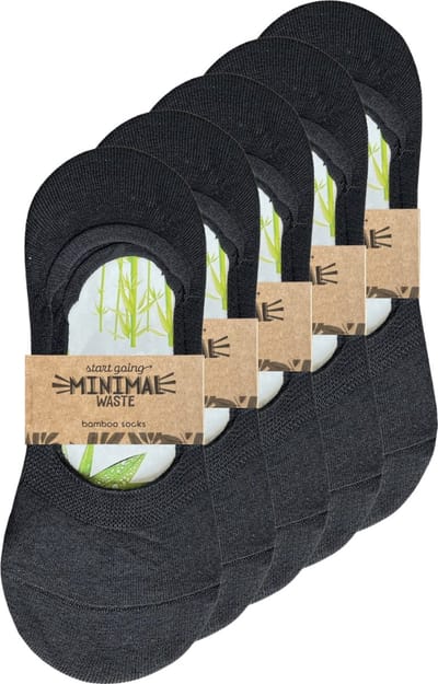 green-goose® Bamboe Footies | 5 Paar | Sneakersokken | Zwart | Anti zweet | 36 - 41 | Ecologisch en Duurzaam