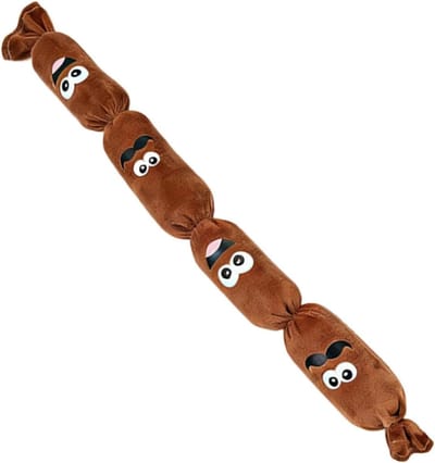 Hondenspeelgoed Worst - Zacht Pluche - Interactief Spelen - Dubbele Piep - 25 x 20 cm - Bruin