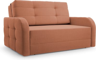 Porto 120 - Slaapbank - Compact en Multifunctioneel - 141 x 100 x 90 cm - Eenvoudig Uitklapbaar & Decoratieve Stiksels - Oranje (BRAGI 42)