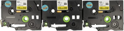 Dappaz - 3 stuks Compatible Brother Tze-631 / Qze-631 Label Tape - Zwart op Geel - 12mm x 8m - Geschikt voor Brother P-touch