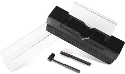 Premium Platenborstel - Antistatisch - Professionele Vinyl Reinigingsset - 3-Delige Platenspeler Schoonmaakset - met Antistatische Koolstofvezel Borstel - Platenborstel voor Vinyl - Zwart