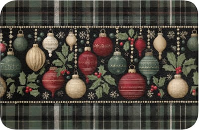 Badmat 60x40 cm - Antislip - Kerstballen - Rood - Hulsttakken - Patroon - Badmatten voor badkamer - Badkamermat - Douchemat - Badkamer mat