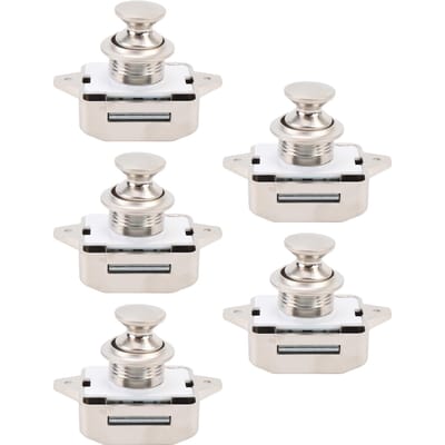 Loquet à bouton-poussoir pour porte d'armoire en alliage de zinc Poignée de porte d'armoire exquise Loquet de verrouillage pour camping-car Véhicule récréatif Noir Pearl Nickel
