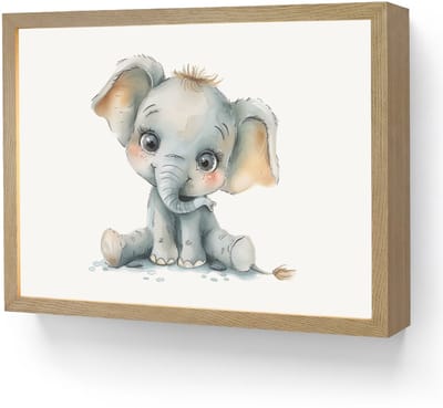 Nachtlampje 40x30 cm - Kinder lamp - Olifant - Baby dier - Tafellamp kinderkamer draadloos - Slaapkamer lampje - Bedlamp kinderen - Kinderlampje - Wandlamp babykamer - Nachtlampjes