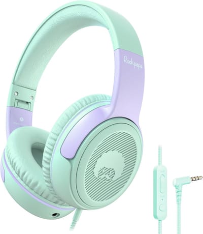 SnelShoppen - Kids Hoofdtelefoon met Kabel en Microfoon, Volume Limiter 85dB/94dB, Opvouwbaar, Ideaal voor School, Reizen, Meisjes en Jongens
