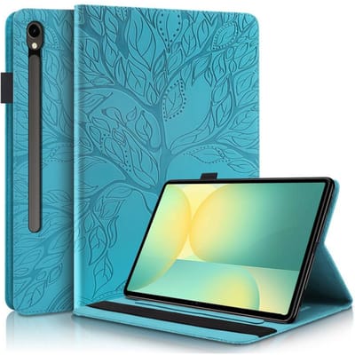 Housse de Tablette Pour Samsung Tab S10 Lite Étui Gaufrage Arbre Portefeuille à Rabat Support Housse Pour Funda Galaxy Tab S10 Lite Étui 10.9 pouces S10 Lite (10.9 inch) bleu