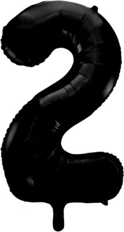 Folat - Folieballon Cijfer 2 Zwart Metallic Mat - 86 cm