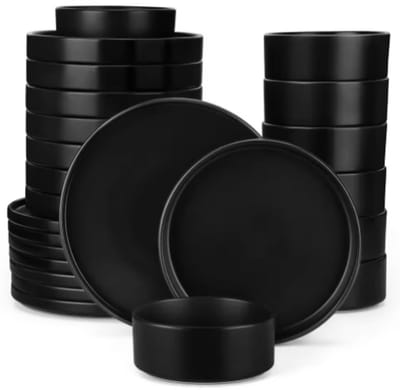 Grandeur Bordenset – Dinerborden – 12 persoons – 36 delig – Zwart Keramisch – Kleine Borden – Elegant tafelservies