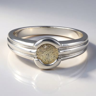 Cavill - Zilveren ring met 0,37 ct Spectroliet - 925 Sterling Zilver - Bezel zetting - Elegante damesring maat 17 - Rond slijpsel 5 mm