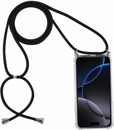 Hoesje met koord Geschikt voor iPhone 16 Pro Hoesje - transparant siliconen shockproof backcover case