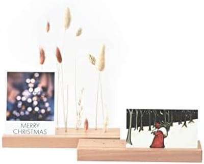 PromoHome Houten Fotohouder met Droogbloemen - Set van 2