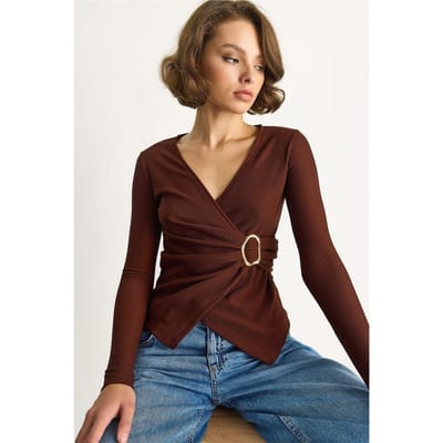 Dubbele Breasted Blouse met Accessoire Detail