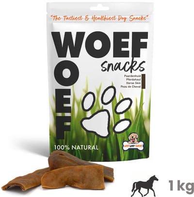 Woef Woef Snacks Hondensnacks Paardenhuid - 1.00 KG - Kauwsnacks - Gedroogd vlees - Paard - Honden vanaf 8kg - Geen toevoegingen