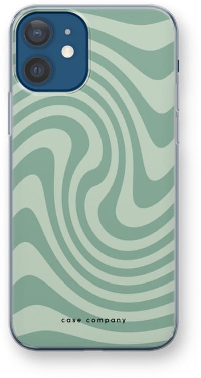 Case Company® - Hoesje geschikt voor iPhone 12 hoesje - Swirl Groen - Soft Cover Telefoonhoesje - Bescherming aan alle Kanten en Schermrand