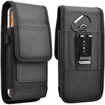 Universele verticale nylon holster voor het dragen van een mobiele telefoon, riemcliphouder, draagtas met kaartsleuf XL
