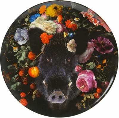 Wandbord Veluwse dieren Everzwijn - Keramiek - 26 cm