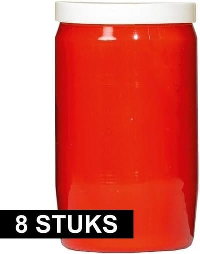 Grafkaars/gedenklicht - 8x - rood - 7 x 18 cm - 9 dagen brandtijd - Graflichten